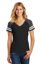 District ® Women’s Game V-Neck Tee - Black/ Heathered Charcoal - XS